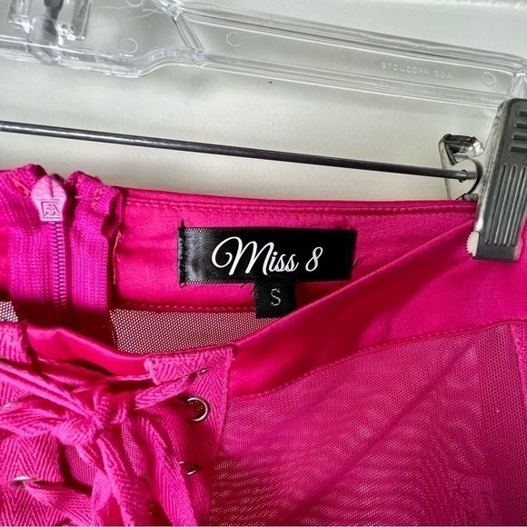 Miss 8 from Dolls Kill Hot Pink Mesh Lace-up Pants 💝 - Picture 3 of 6